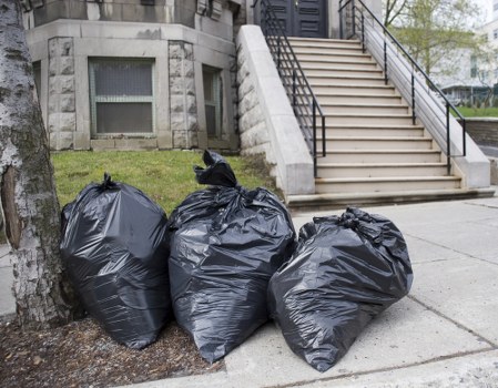 Office workspace with proper waste segregation